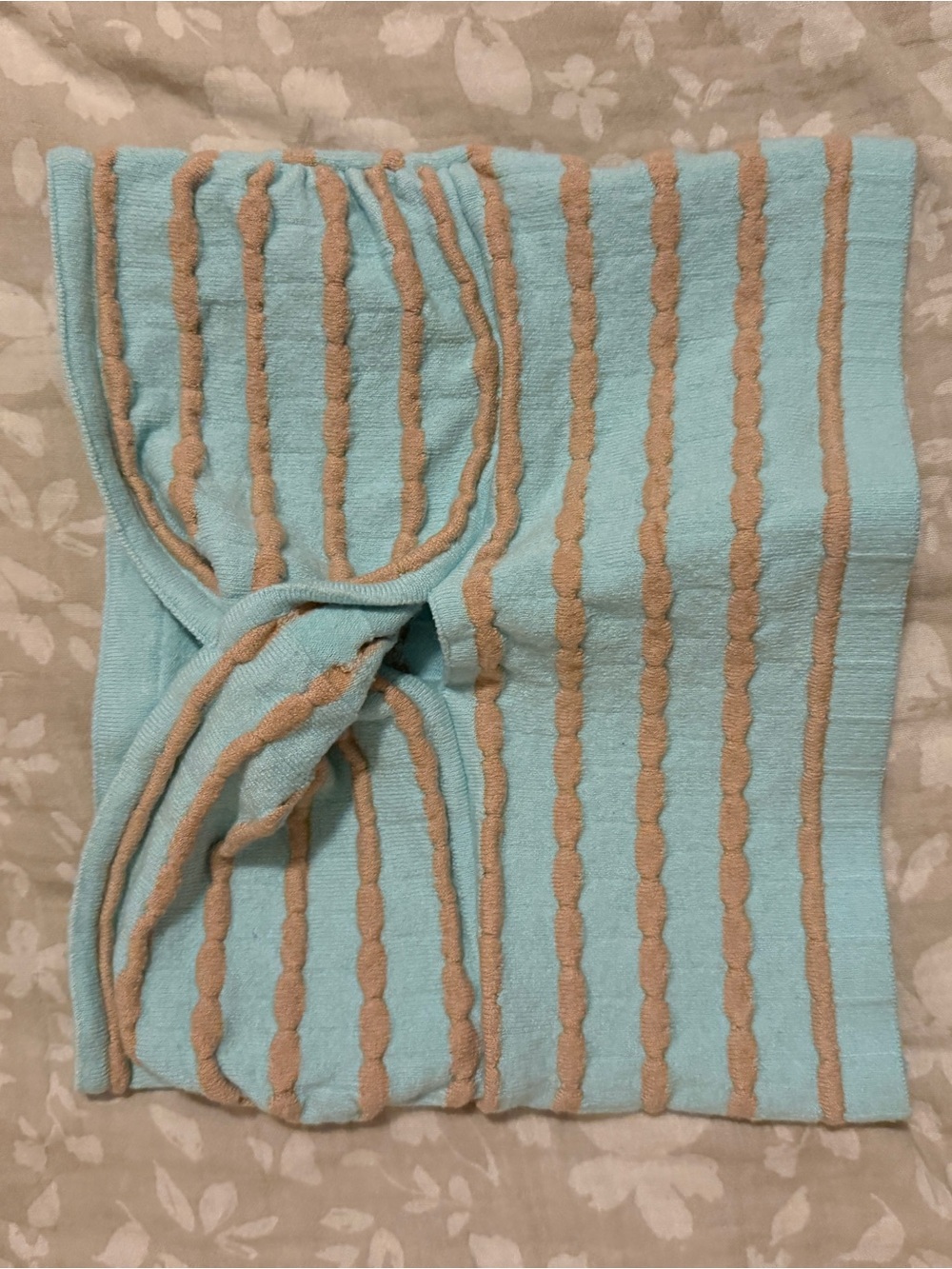 aerie Aqua and Tan Striped Knit Throw